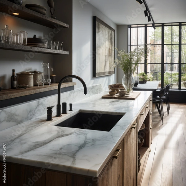 Fototapeta Elegant and Functional Kitchen Sink with Modern Touches