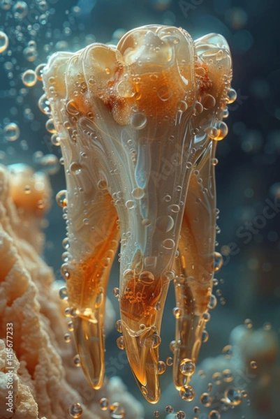 Fototapeta Detailed Artistic Close-Up of a Tooth with Cinematic Effects