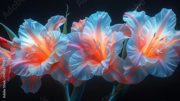 Fototapeta Whimsical Gladiolus with Neon Colors and Rich Details