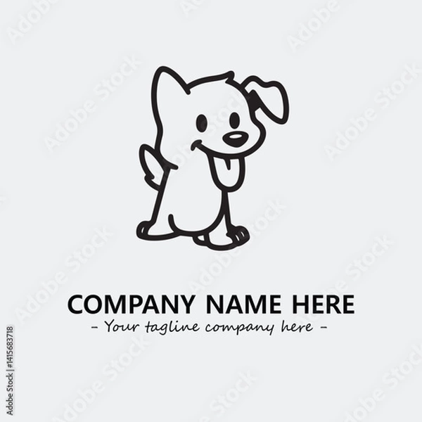Fototapeta Dog illustration black and white for logo company vector image
