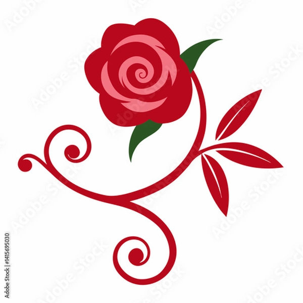 Obraz Elegant Rose Scrollwork Accent Vector | Floral Design Element for Digital Projects