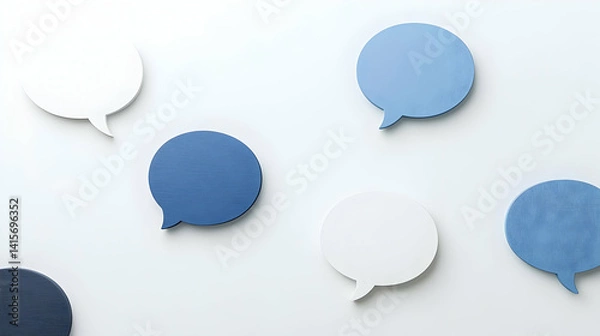 Fototapeta Abstract Speech Bubbles In Blue And White