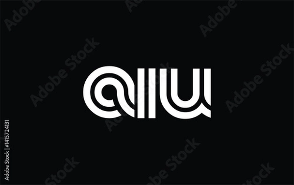 Fototapeta AIU Creative Unique Modern Letter Logo Design. Stylized logo featuring a unique letter design, presenting abstract minimalist aesthetics and modern appeal