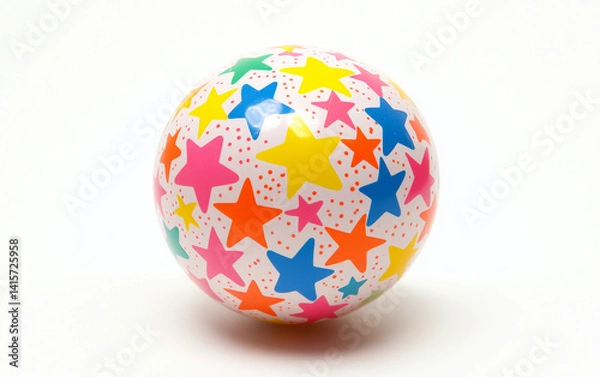 Fototapeta Bouncing Rubber Ball with Stars Isolated On White Background.