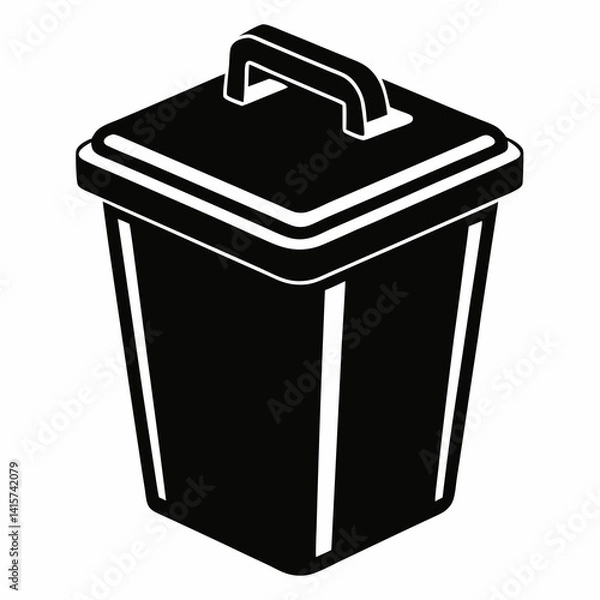 Obraz Black Trash Bin Icon Simple Design for Waste Disposal