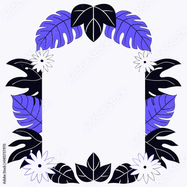 Fototapeta Nature-Inspired Frame with Exotic Leaves
