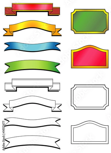 Fototapeta Vector emblems and ribbons
