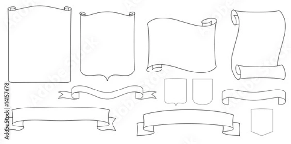 Fototapeta Vector ribbons, shields and scrolls
