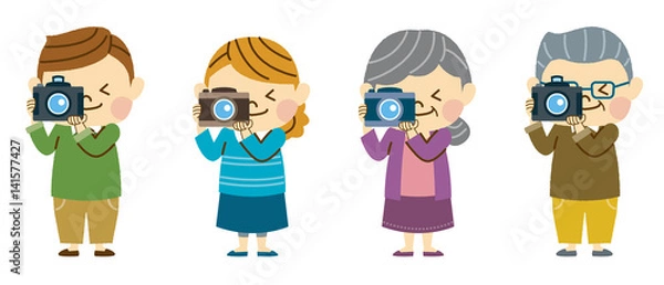 Obraz デジカメで写真を撮る家族