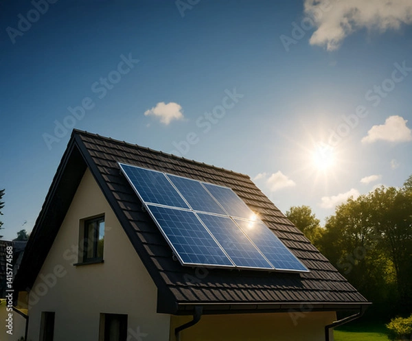 Obraz solar energy panel on the roof	