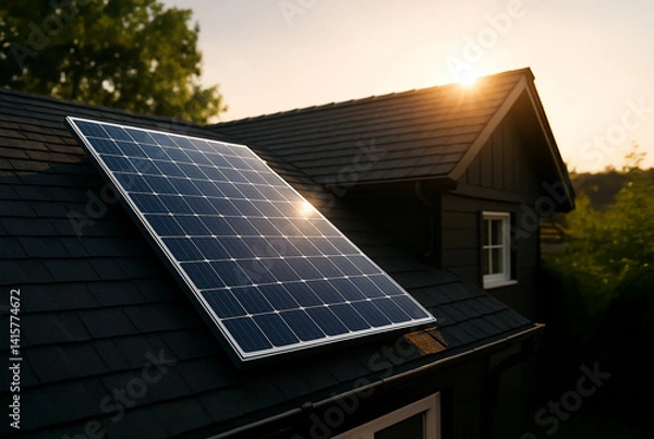 Obraz solar energy panel on the roof	