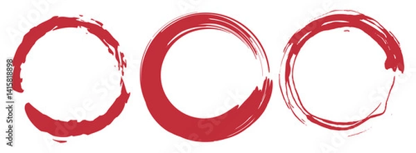 Fototapeta Red circle pen draw set. Collection of different red circles. Highlight hand drawn circle isolated on white background. Hand drawn for marker pen, pencil, logo and text check. Vector illustration.