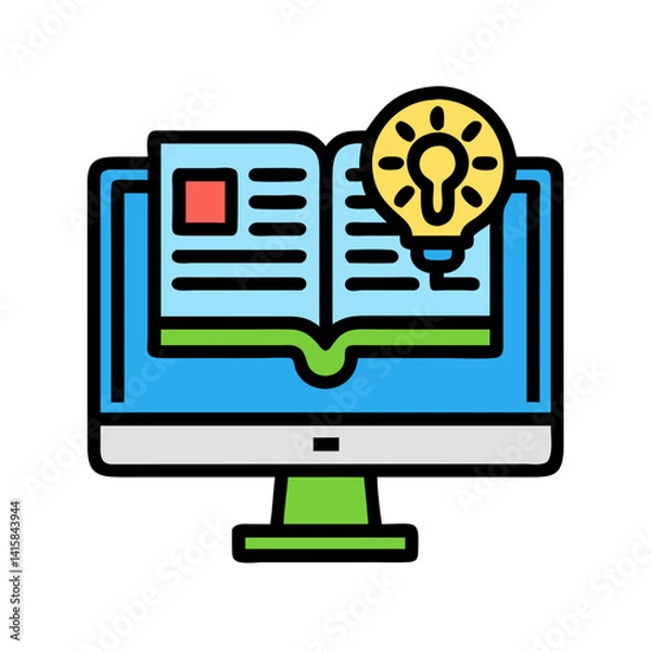 Obraz Online learning concept with book and light bulb