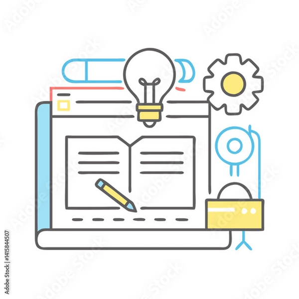 Obraz Creative process idea generating and developing flat illustration