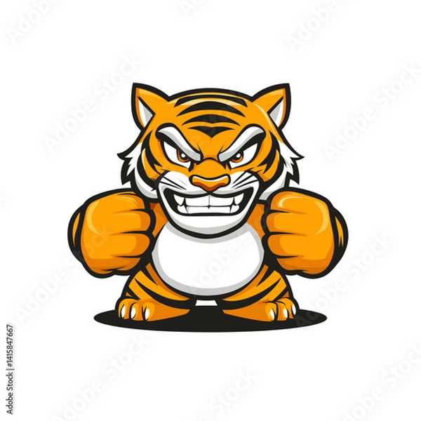 Obraz Tiger Pouncing Cute Illustration Vector Isolated Mascot Art 
