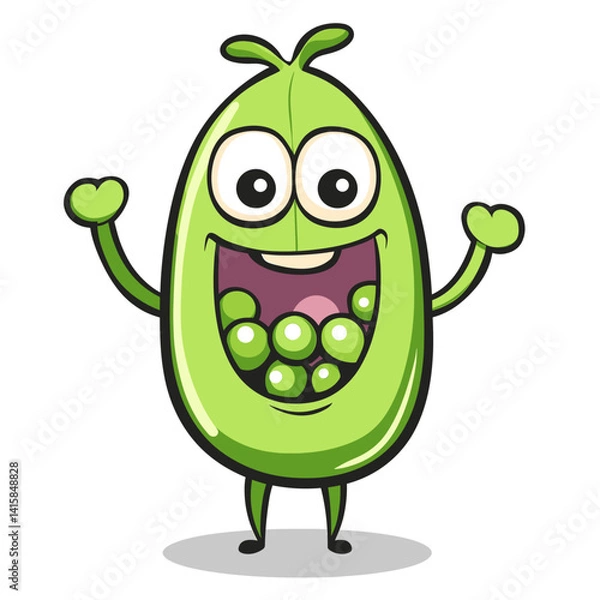 Fototapeta Pea Pod Cheering Cute Illustration Vector Isolated Mascot Art 
