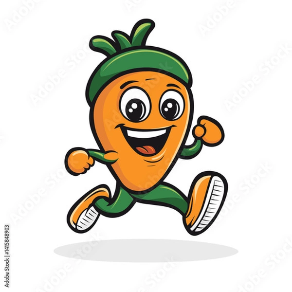 Fototapeta Carrot Running Cute Illustration Vector Isolated Mascot Art 
