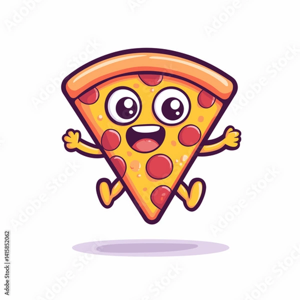 Fototapeta Pizza Slice Jumping Cute Illustration Vector Isolated Mascot Art 
