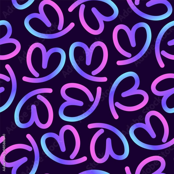 Fototapeta Seamless pattern of abstract hearts in neon gradient colors