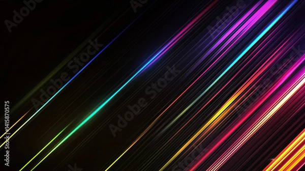 Obraz Neon diagonal light streaks on black background