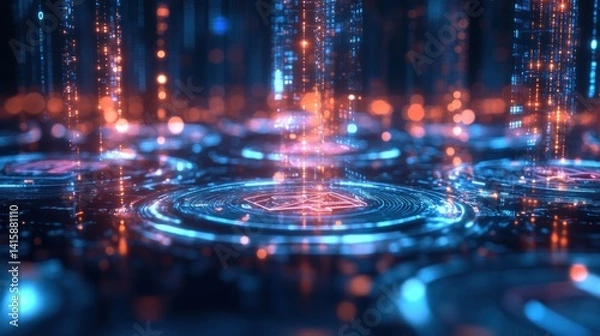 Fototapeta A decentralized finance (DeFi) marketplace, holograms displaying crypto transactions --ar 16:9 --v 6.1 Job ID: 66c91e28-2551-429c-9e08-0e2396a4f654