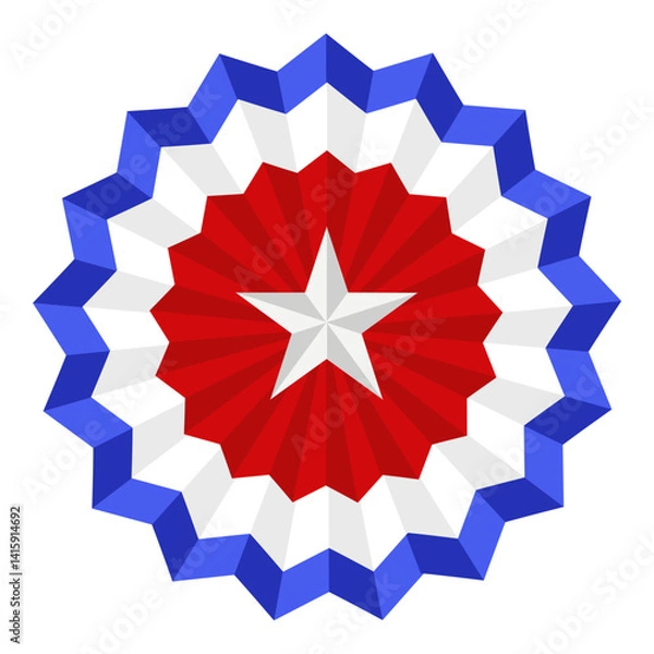 Obraz Patriotic red, white, and blue star with geometric layers