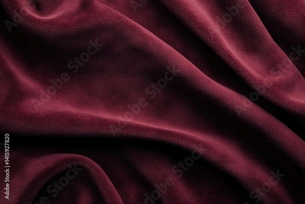 Fototapeta Deep maroon velvet fabric with soft folds and rich texture, luxurious and elegant.