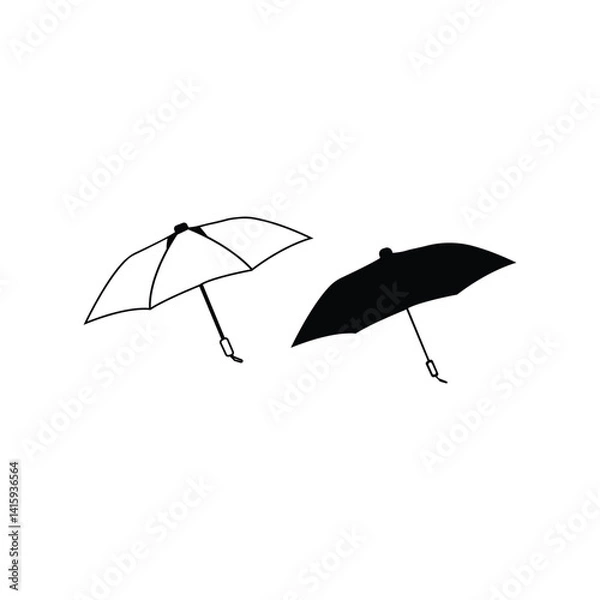 Obraz Umbrella Investment protection. Weather accessory. Umbrella vector silhouette on white background. Umbrella icon sign illustration design.