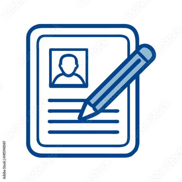 Fototapeta Profile edit icon with a pencil and lines, symbolizing user account management and personal information updates