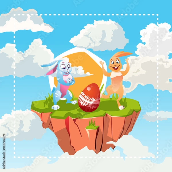 Obraz Set with easter bunnies