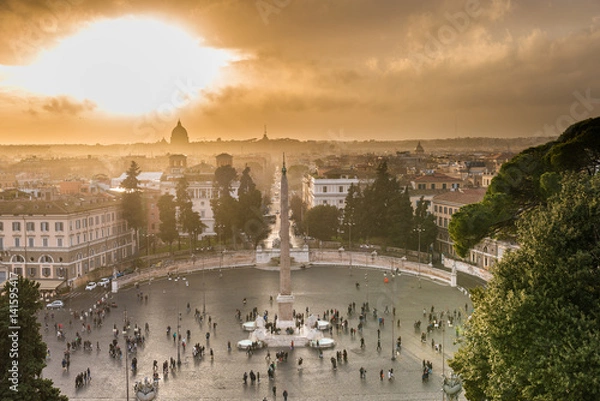 Obraz Piazza del Popolo in sunset