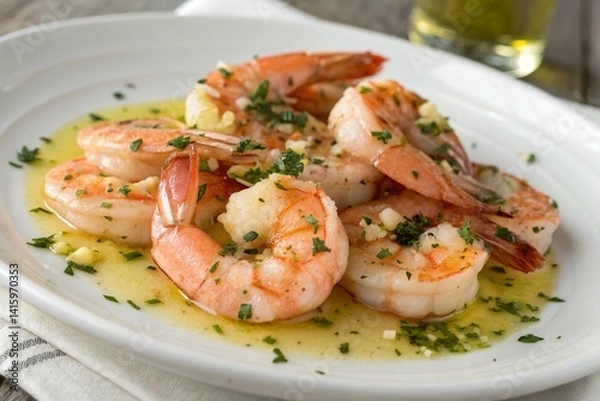 Obraz Garlic butter shrimp