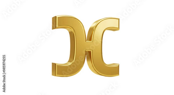 Fototapeta Abstract Golden Shape on White Background - Geometric Object