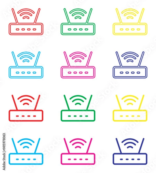 Fototapeta Wi Fi icon vector. Wireless router icon sign symbol in trendy flat style. Set elements in colored icons. Wifi vector icon illustration isolated on white background