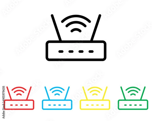 Fototapeta Wi Fi icon vector. Wireless router icon sign symbol in trendy flat style. Set elements in colored icons. Wifi vector icon illustration isolated on white background