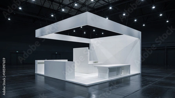 Fototapeta Modern Minimalist Architecture in Dimly Lit Space