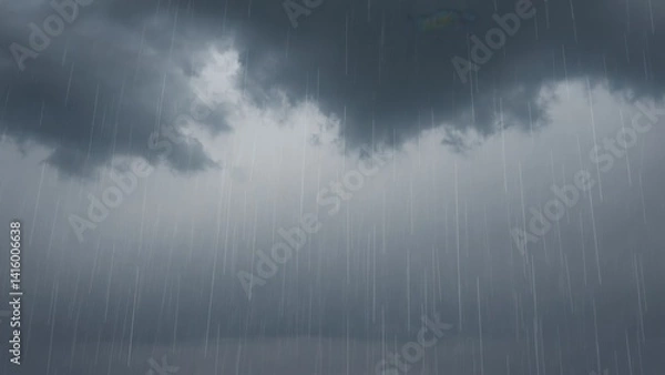 Obraz Dark clouds heavy rain downpour grey sky overcast gloomy