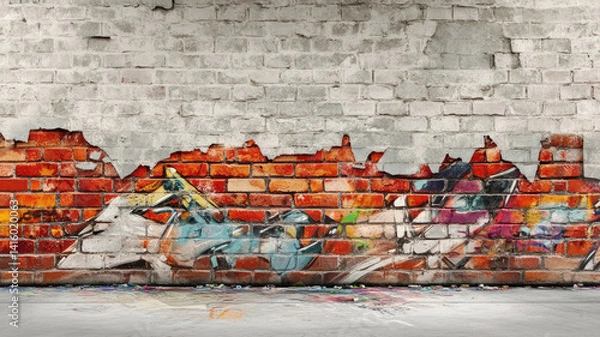 Fototapeta graffiti brick wall