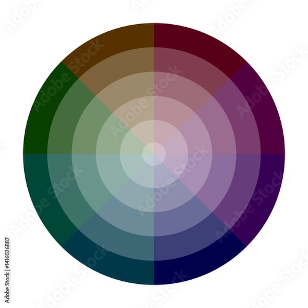 Obraz Muted color wheel. Circular gradient palette. Spectrum tone variation. Vector hue circle.
