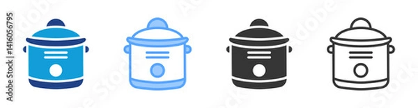 Fototapeta Crockpot icon set multiple style collection