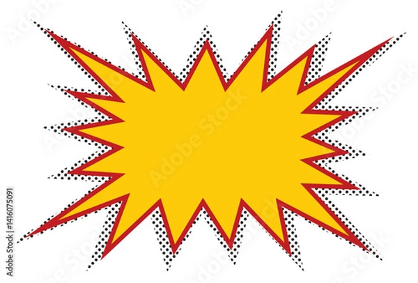 Fototapeta ギザギザ爆弾の四角吹き出しフレーム/ドット・黄色