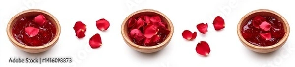 Fototapeta Rose Petals and Jam in Bowls