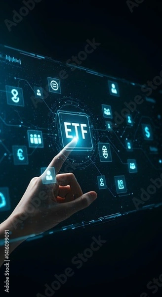 Fototapeta ETF Exchange Traded Fund Investment Strategy, Business and Technology Concept. projection on a virtual screen,  ai generated,  generated ai 