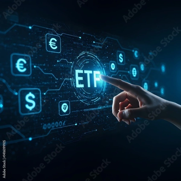 Fototapeta ETF Exchange Traded Fund Investment Strategy, Business and Technology Concept. projection on a virtual screen,  ai generated,  generated ai 