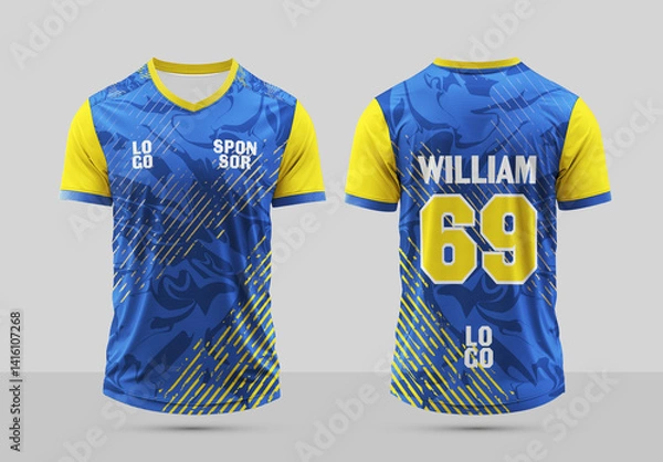 Fototapeta Editable Sport Jersey Design Template Front and Back View