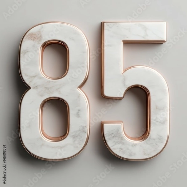 Fototapeta 3D Zahl 85 in Weißmarmor