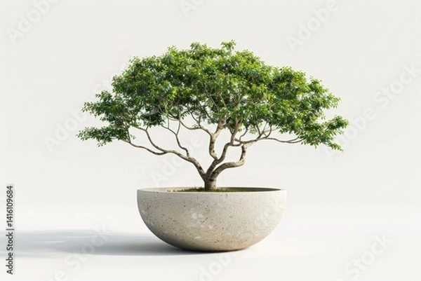 Fototapeta A stylized bonsai tree in a minimalist planter.