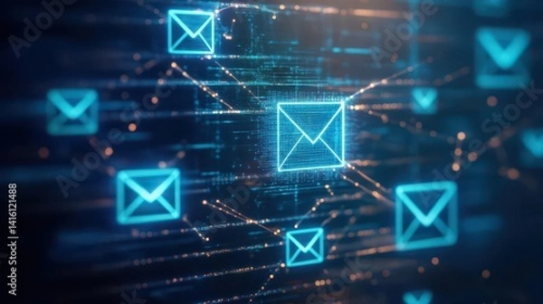 Obraz Beware of blue phishing emails in your inbox and use strong passwords to safeguard your online privacy from cyber threats