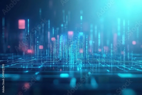 Fototapeta Big data technology Data science analysing artificial intelligence generative AI deep learning machine learning algorithm Neural flow network analytics innovation abstract futurist