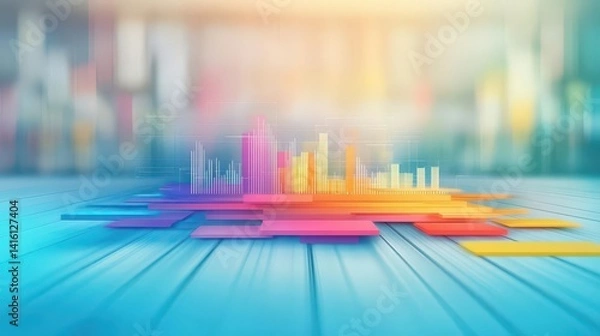 Obraz Blurred image of a business strategy concept emphasizing success growth innovation competition market and branding Concept Business Strategy
